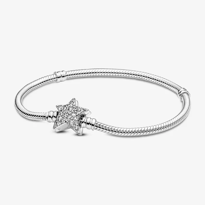 Charm Bracelets Women Pandora Online Moments Asymmetric Star Clasp Snake Chain Bracelet