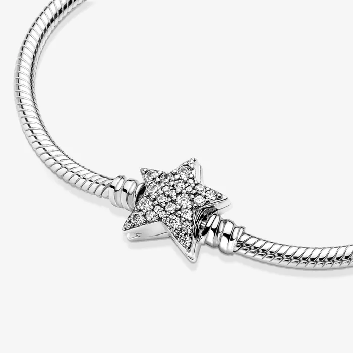 Charm Bracelets Women Pandora Online Moments Asymmetric Star Clasp Snake Chain Bracelet