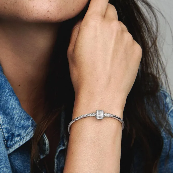 Charm Bracelets Women Pandora Online Moments Sparkling Pav Clasp Snake Chain Bracelet