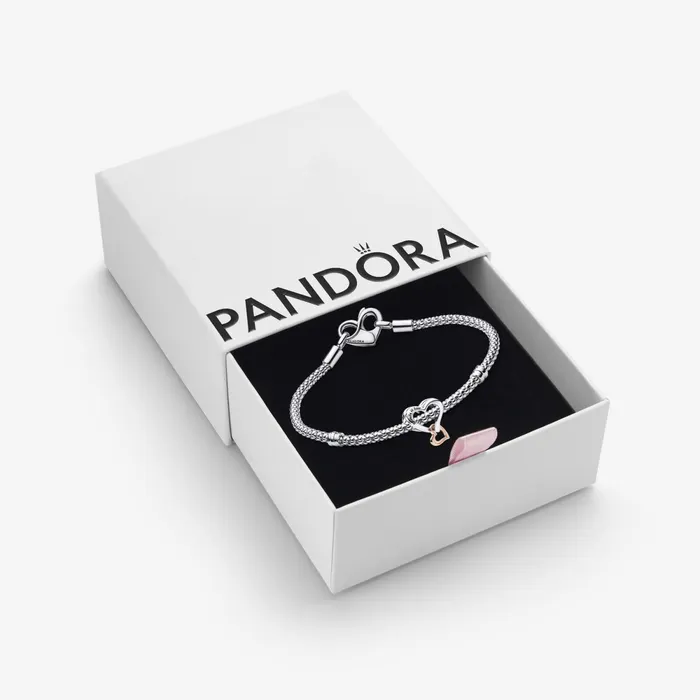 Charm Bracelets Women Pandora Online Moments Studded Chain Bracelet and Heart Charm Set