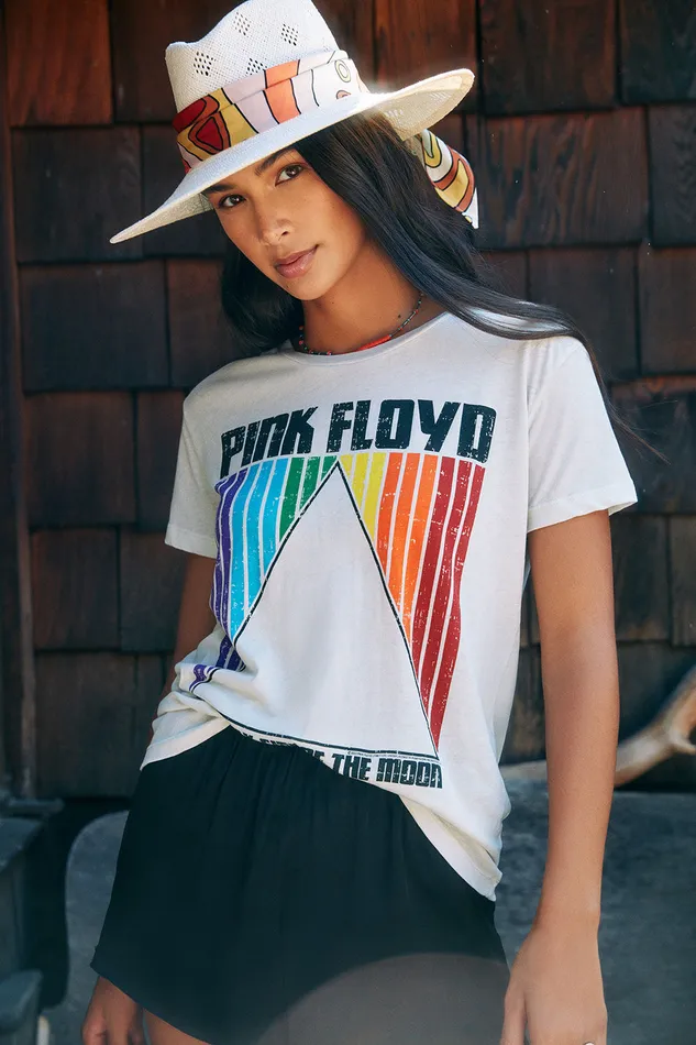 Chaser Brand Pink Floyd Dark Side of the Moon Rainbow Womens Tops