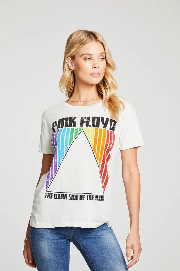 Chaser Brand Pink Floyd Dark Side of the Moon Rainbow Womens Tops