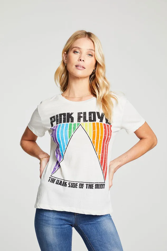 Chaser Brand Pink Floyd Dark Side of the Moon Rainbow Womens Tops