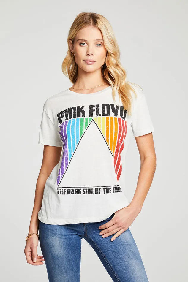Chaser Brand Pink Floyd Dark Side of the Moon Rainbow Womens Tops