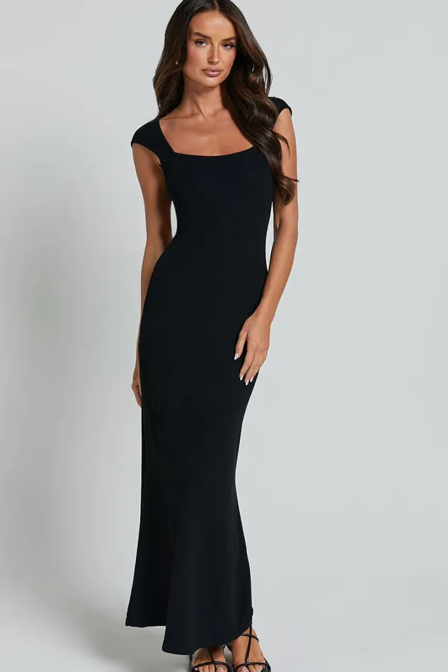 Cherell Midi Dress 8211 Scoop Neck Cap Sleeve Tie Back Bodycon Dress In Black Women Showpo Dresses Cherell Midi Dress 8211 Scoop Neck Cap Sleeve Tie Back Bodycon Dress In Black Women Showpo Dresses