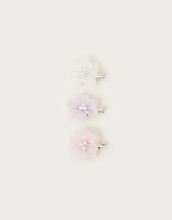 Children 3Pack Frosted Flower Clips Monsoon Girls039 Hair Accessories