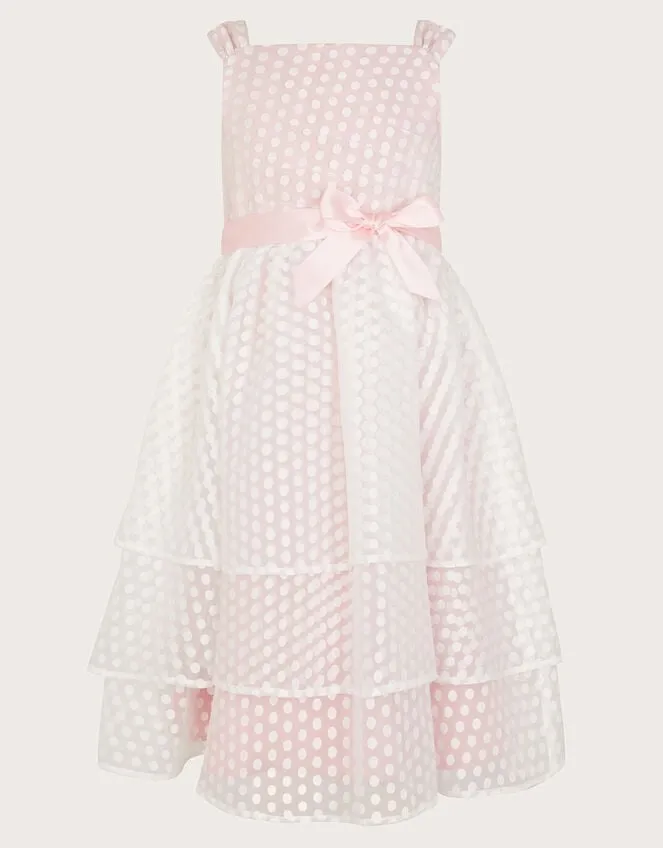 Children Audrey Organza Spot Dress Pink Monsoon Partywear