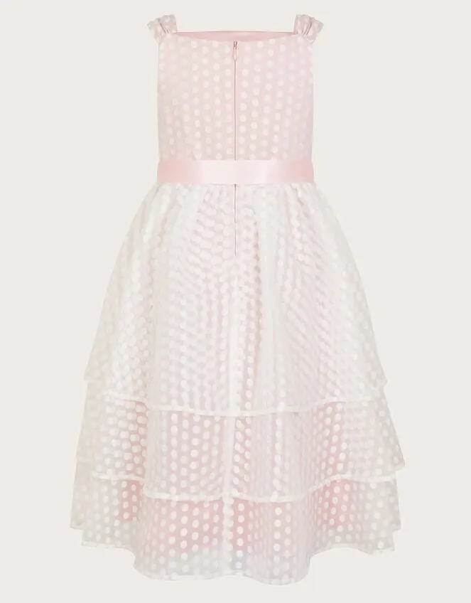 Children Audrey Organza Spot Dress Pink Monsoon Partywear