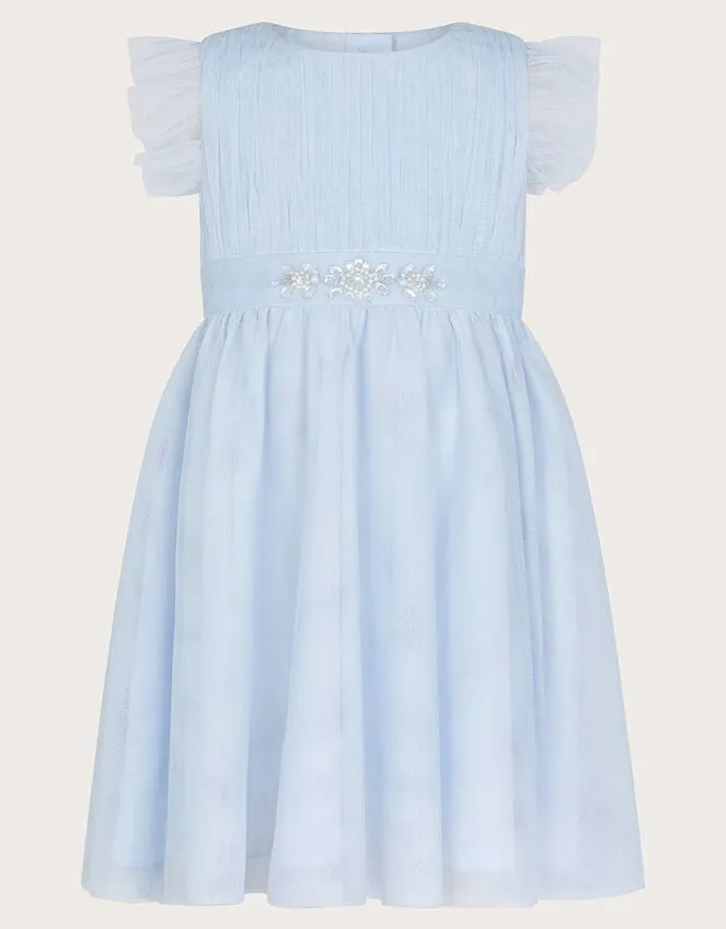 Children Baby Penelope Belt Dress Blue Monsoon Partywear
