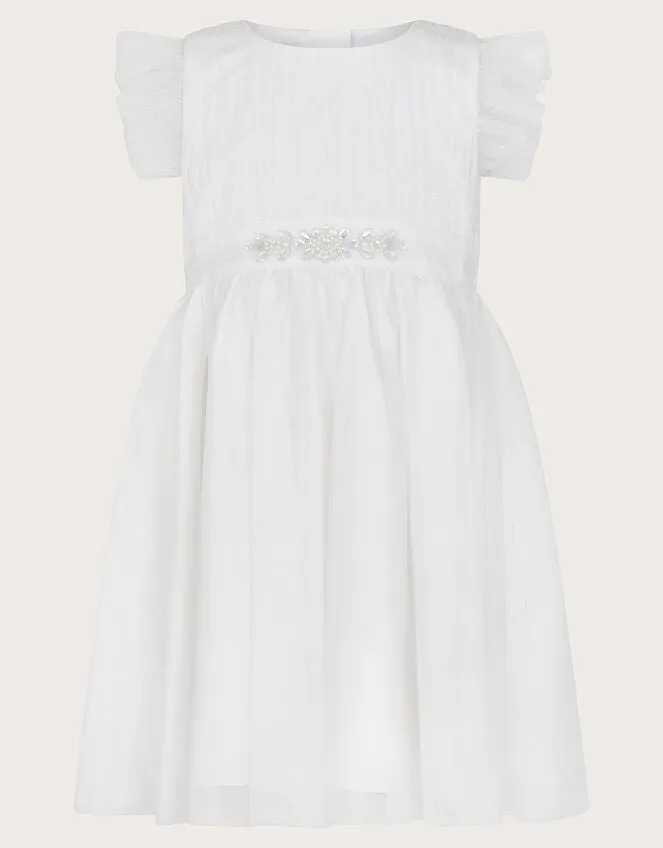 Children Baby Penelope Belt Dress Ivory Monsoon Partywear