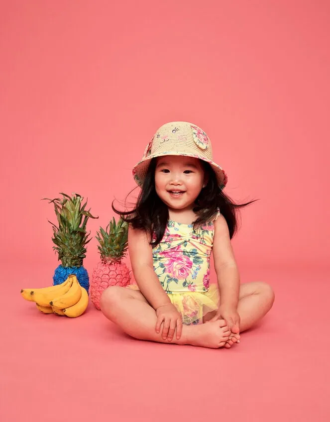 Children Baby Rose Skirted Swimsuit Yellow Monsoon Beachwear and Swimwear