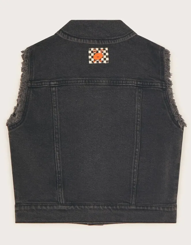 Children Badge Denim Waistcoat Black Monsoon Coats and Jackets