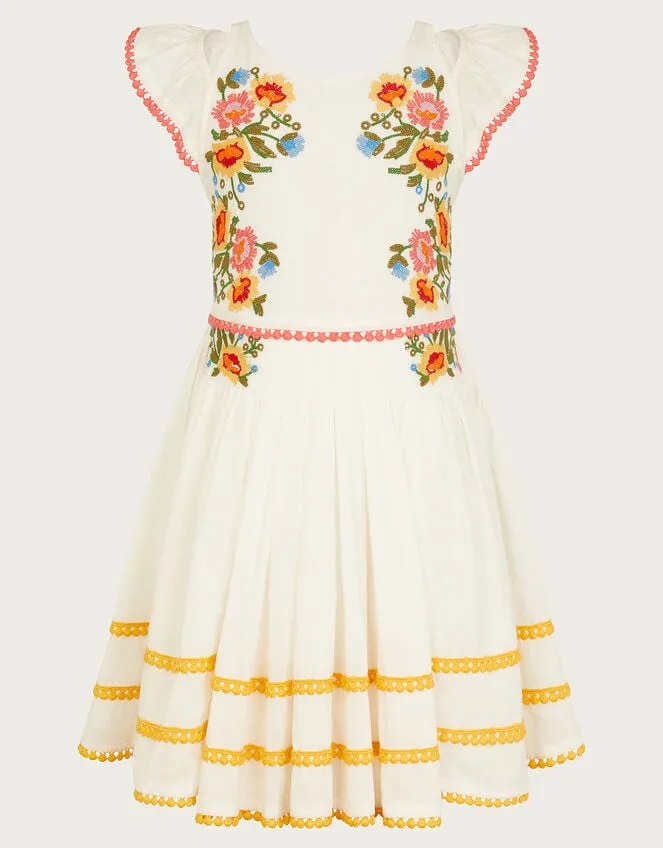 Children Boutique Embellished Cut Out Dress Ivory Monsoon Dresses