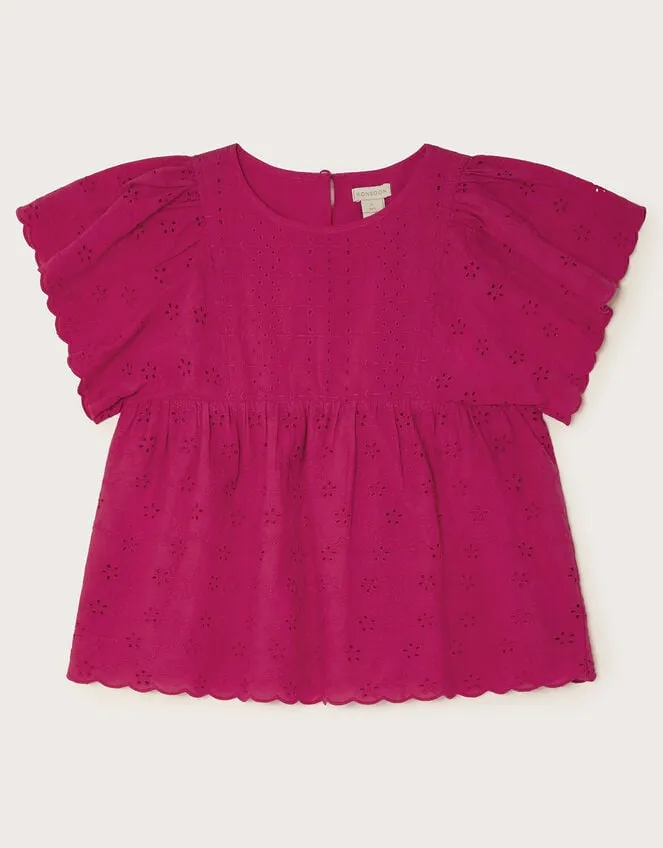 Children Broderie Blouse Pink Monsoon Tops and TShirts