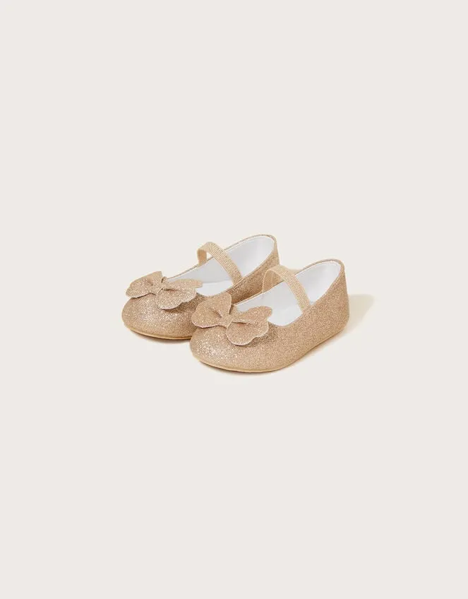 Children Butterfly Walker Shoes Gold Monsoon Partywear