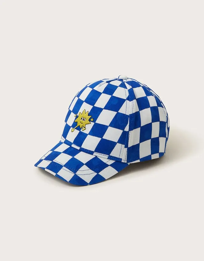 Children Check Applique Cap Blue Monsoon Casualwear Collection