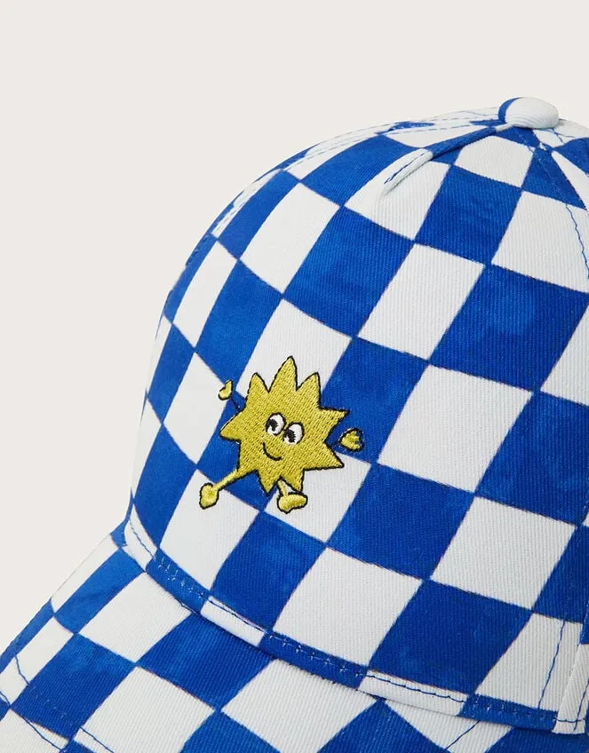 Children Check Applique Cap Blue Monsoon Casualwear Collection