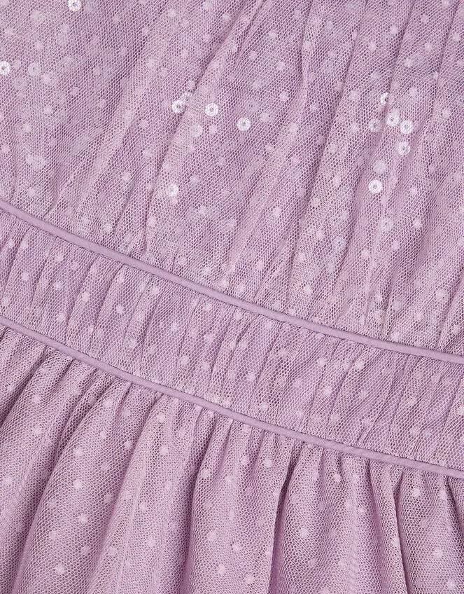 Children Darcy Sequin Gathered Dress Purple Monsoon Partywear