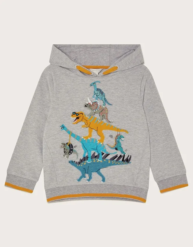 Children Dinosaur Hoodie Grey Monsoon Knitwear Jumpers and Hoodies