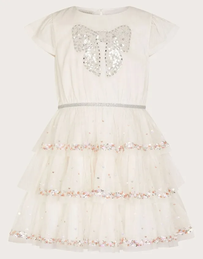 Children Disco Bow Dress Ivory Monsoon Dresses