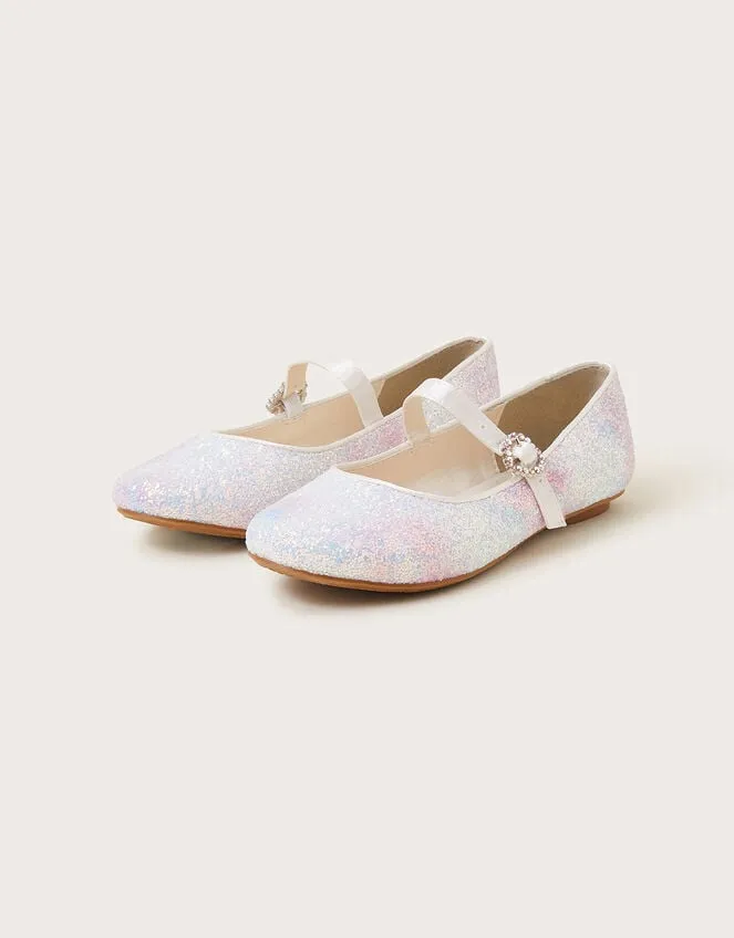Children Ellie Ombre Glitter Ballerina Flats Ivory Monsoon Partywear
