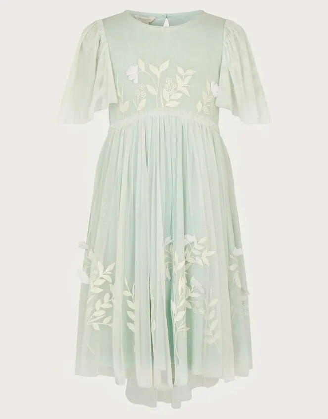 Children Embroidered Botanical Dress Green Monsoon Dresses