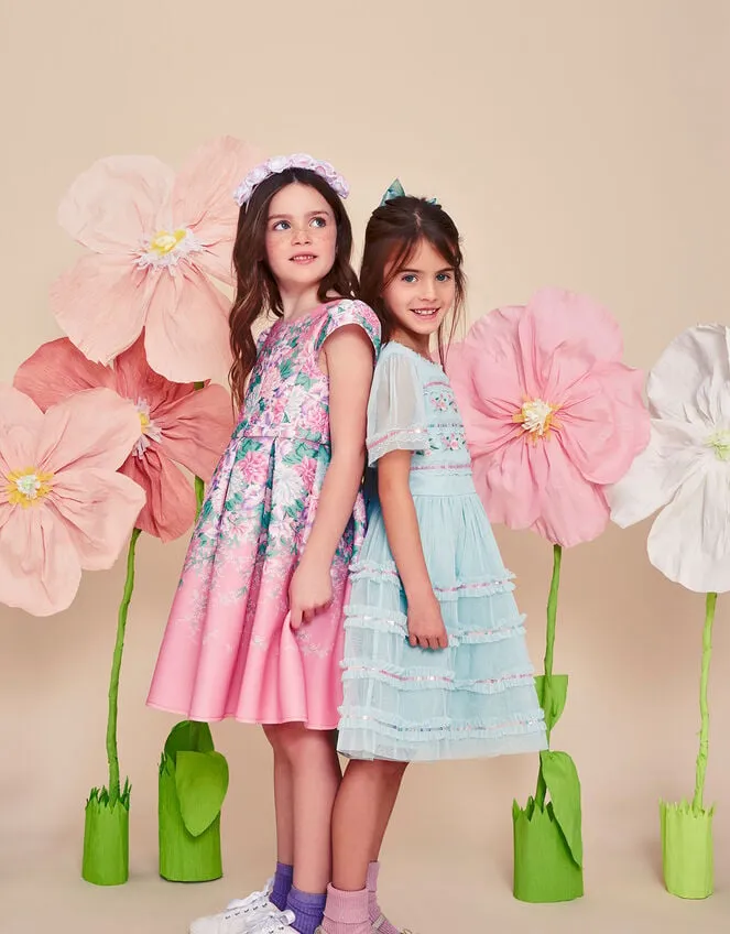 Children Embroidered Lace Tape Dress Blue Monsoon Dresses