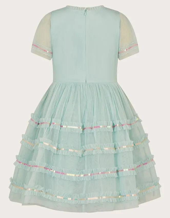 Children Embroidered Lace Tape Dress Blue Monsoon Dresses