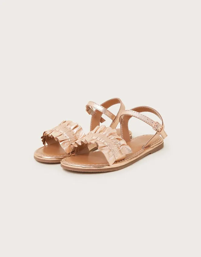 Children Frill Leather Sandals Gold Monsoon Girls039 Shoes and Sandals