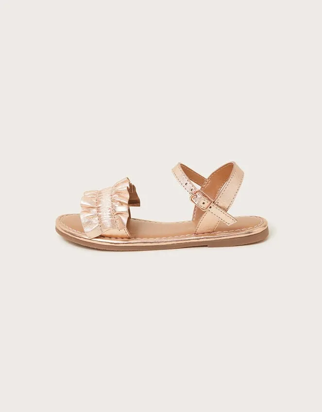 Children Frill Leather Sandals Gold Monsoon Girls039 Shoes and Sandals
