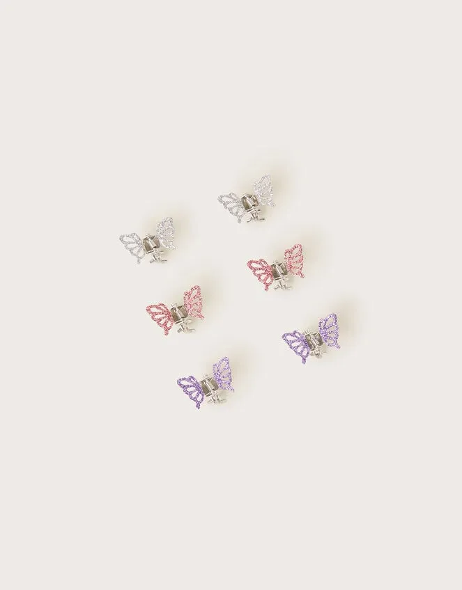 Children Glitter Butterfly Claw Clips 6 Pack Monsoon Girls039 Hair Accessories