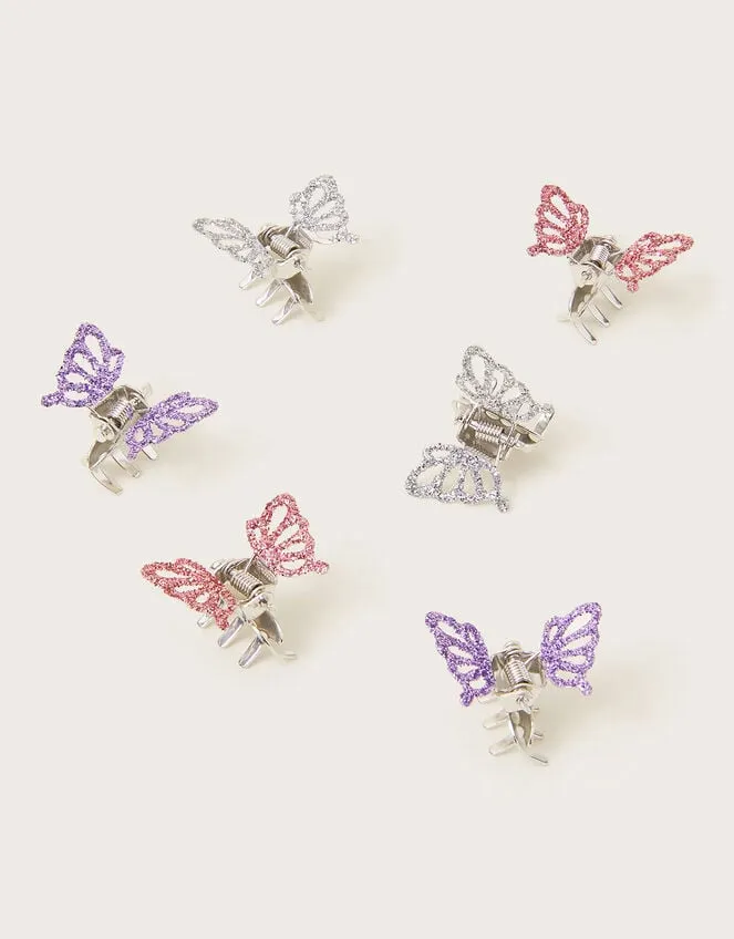 Children Glitter Butterfly Claw Clips 6 Pack Monsoon Girls039 Hair Accessories