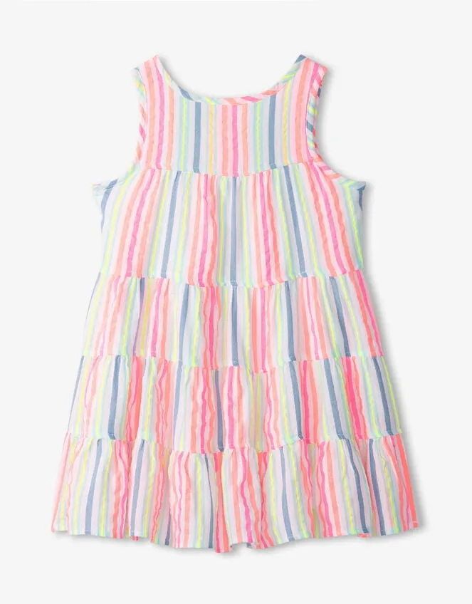 Children Hatley Stripe Tiered Dress White Monsoon Dresses