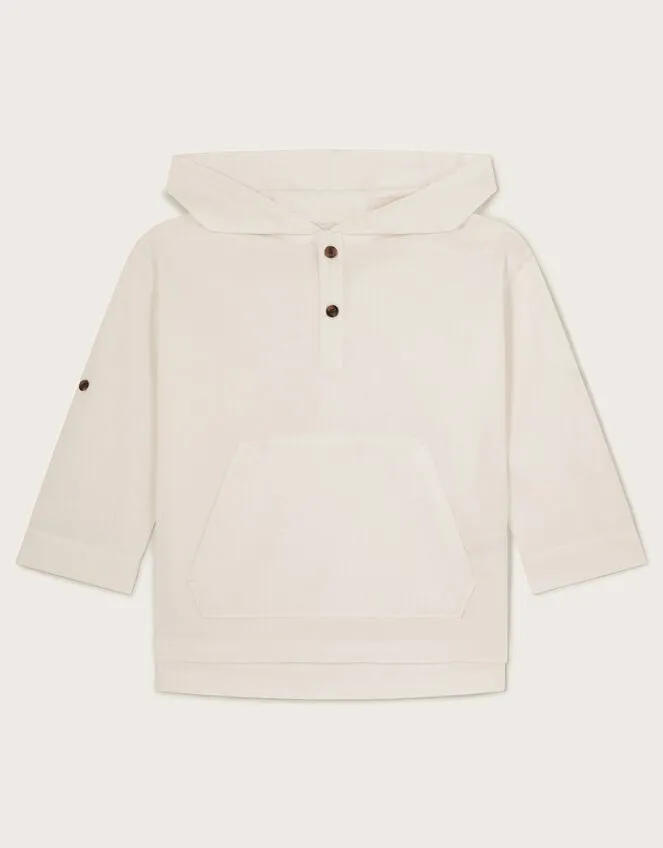 Children Hooded Top In Linen Blend Ivory Monsoon Tops and TShirts