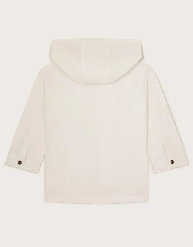 Children Hooded Top In Linen Blend Ivory Monsoon Tops and TShirts