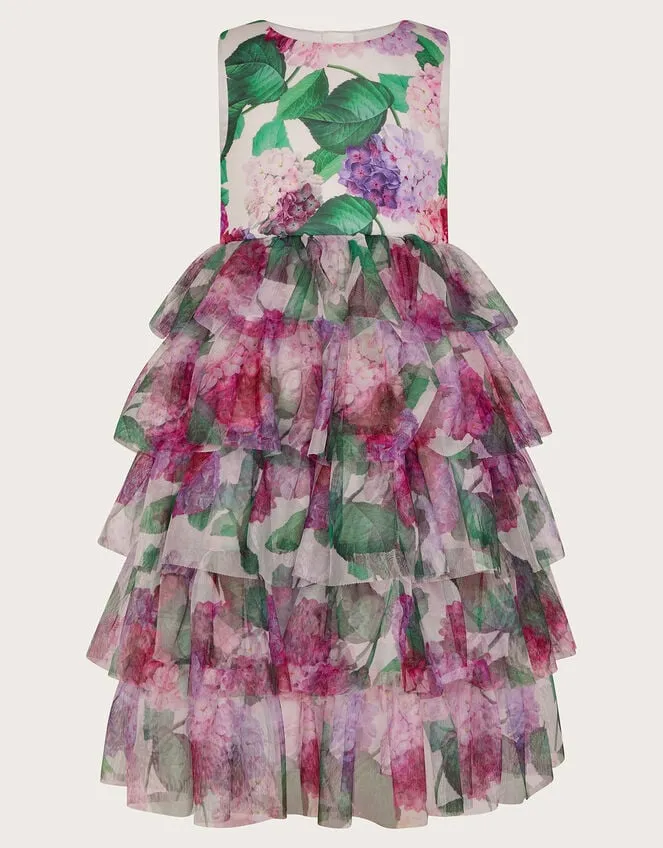 Children Hydrangea Scuba Ruffle Dress Pink Monsoon Dresses
