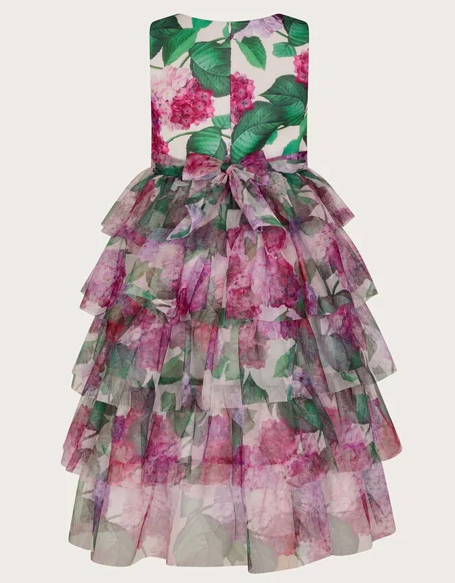 Children Hydrangea Scuba Ruffle Dress Pink Monsoon Dresses