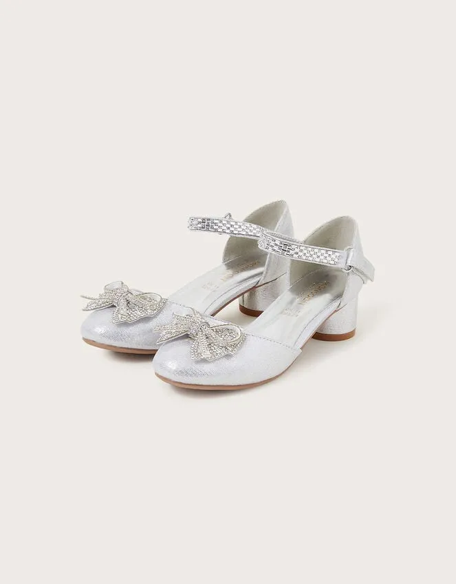 Children Lola Bow TwoPart Heels Silver Monsoon Partywear