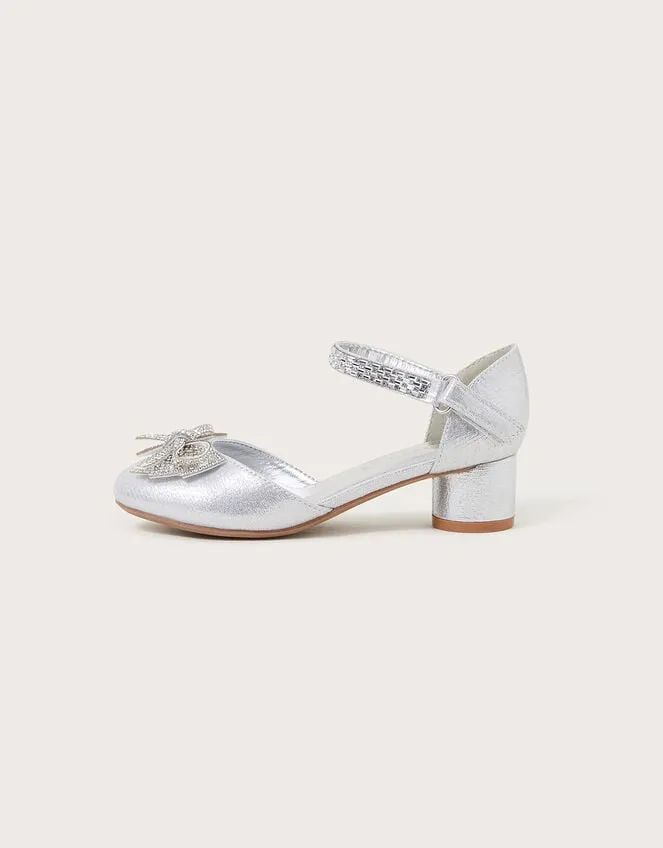 Children Lola Bow TwoPart Heels Silver Monsoon Partywear