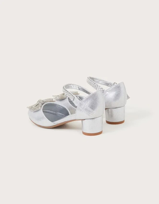 Children Lola Bow TwoPart Heels Silver Monsoon Partywear
