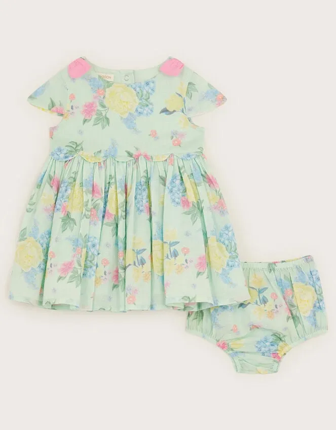 Children New Born Floral Dress And Briefs Set Blue Monsoon Dresses