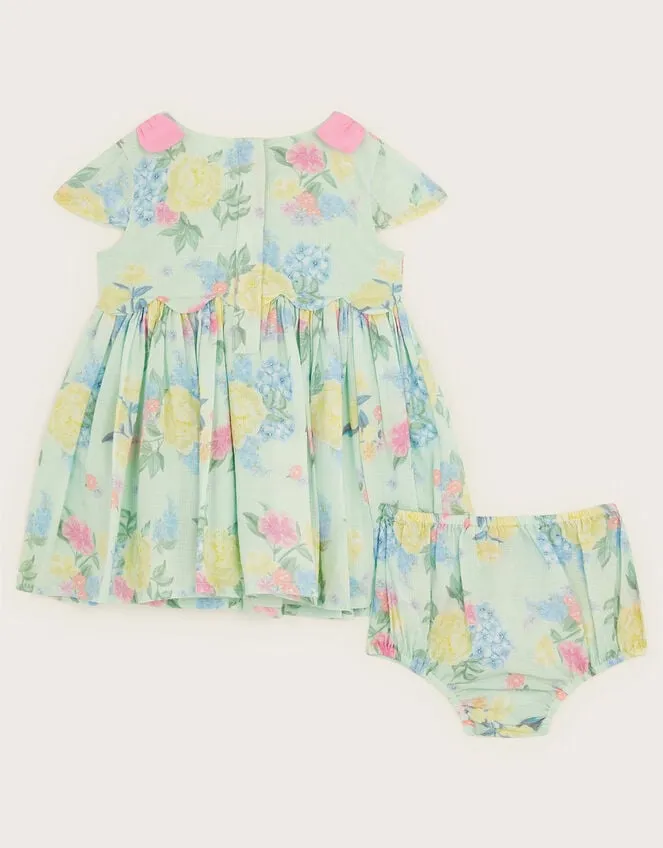 Children New Born Floral Dress And Briefs Set Blue Monsoon Dresses