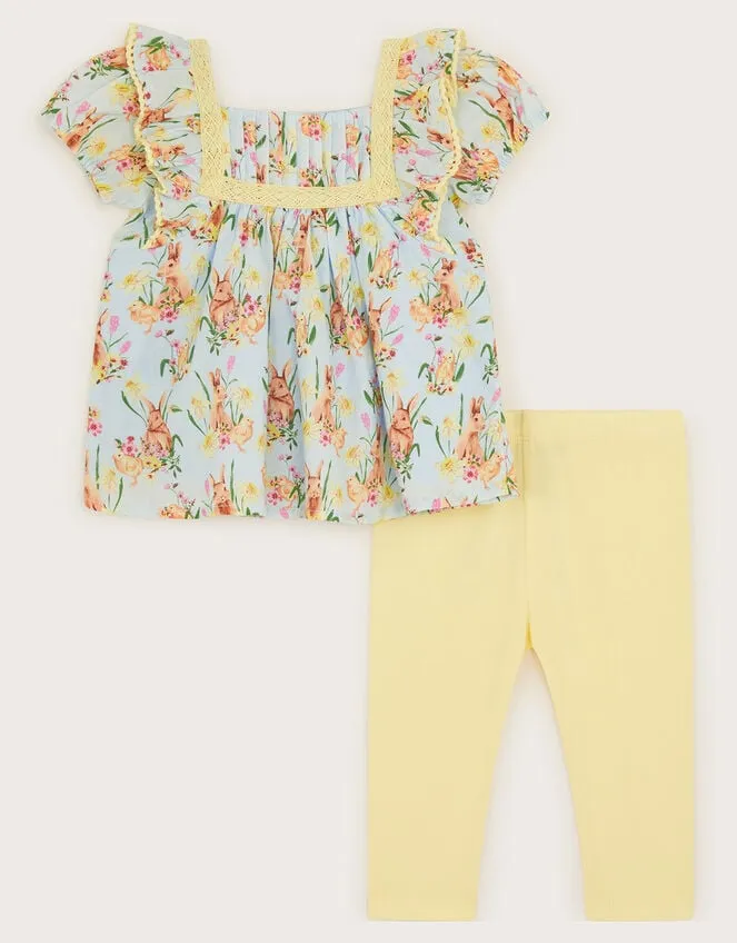 Children Newborn Bunny Daffodil Top And Leggings Set Yellow Monsoon Outfits and Rompers