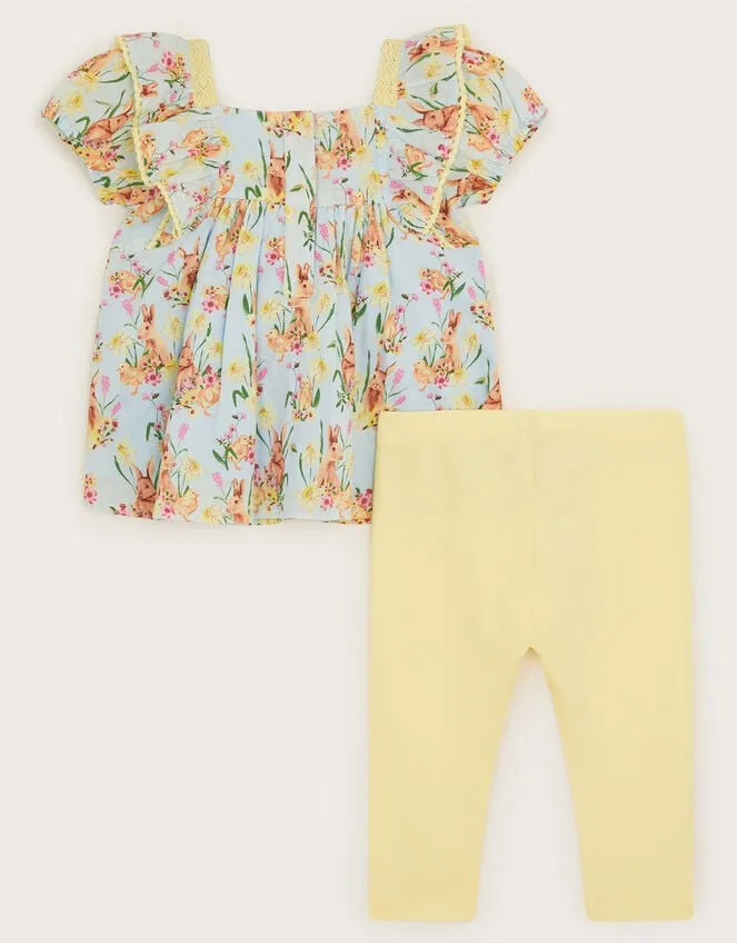 Children Newborn Bunny Daffodil Top And Leggings Set Yellow Monsoon Outfits and Rompers