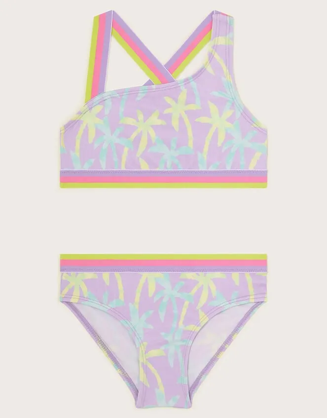 Children Palm Print Bikini Set Purple Monsoon Beachwear and Swimwear