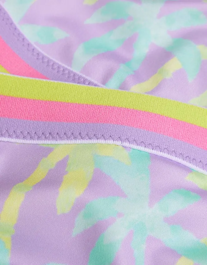Children Palm Print Bikini Set Purple Monsoon Beachwear and Swimwear