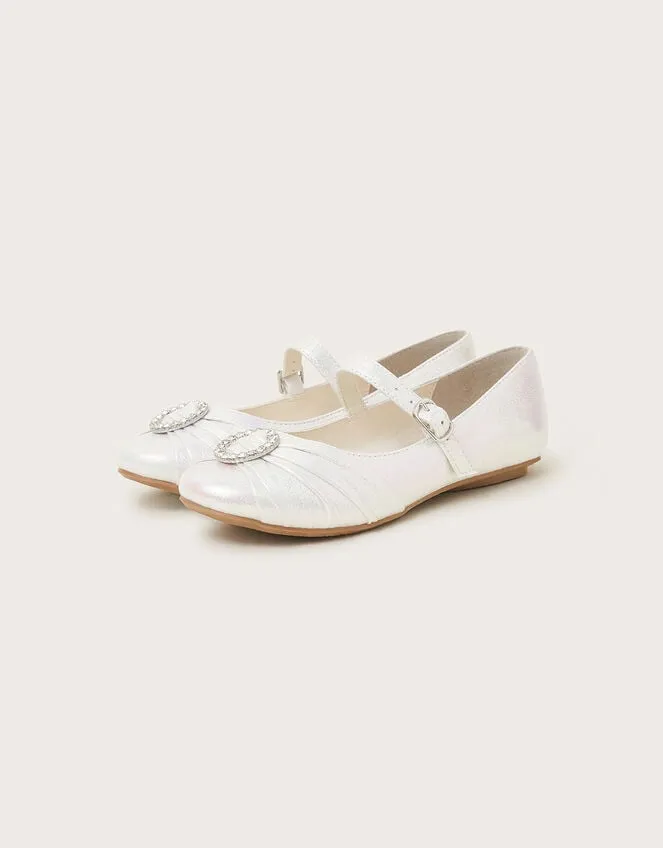 Children Pleated Ballet Flats Ivory Monsoon Partywear