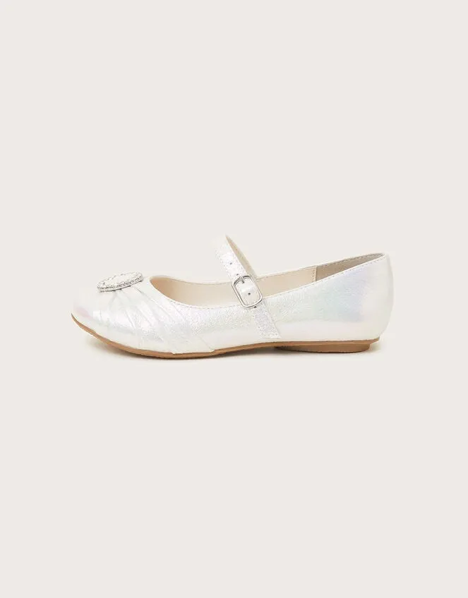 Children Pleated Ballet Flats Ivory Monsoon Partywear