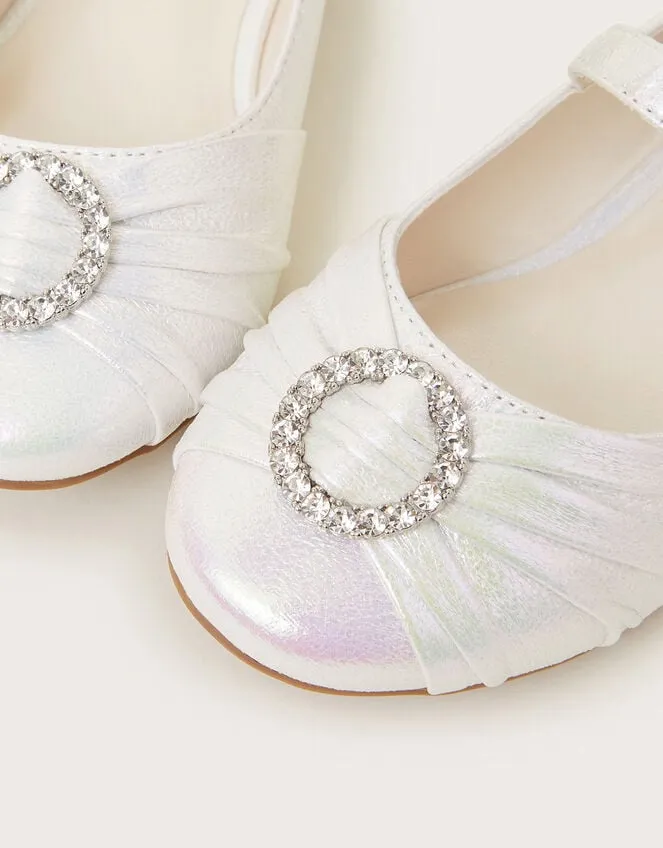 Children Pleated Ballet Flats Ivory Monsoon Partywear