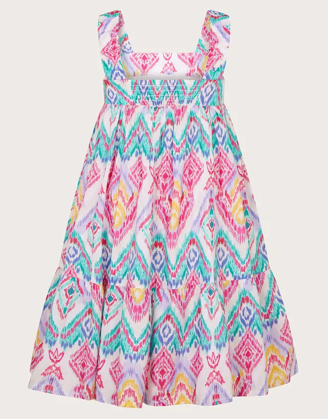 Children Rainbow Ikat Print Dress Ivory Monsoon Dresses